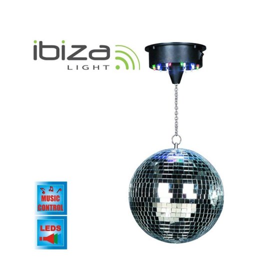 Σετ Μπάλα Καθρέπτης (12''-30cm)  με LED και κινητήρα Ibiza Light DISCO1-30