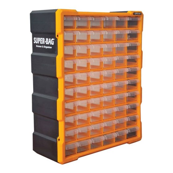 Συρταριέρα πλαστική με 60 συρταράκια, διαστάσεις: 38,1 x 15,7 x47,5cm ASRIN ASR-6000