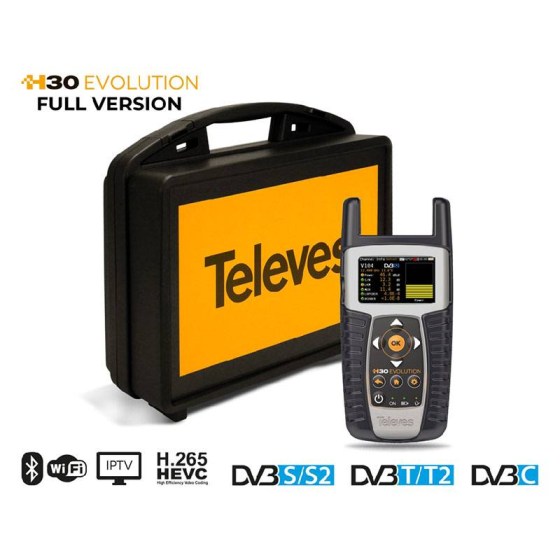 Ψηφιακό Πεδιόμετρo Televes H30 Evolution Full 593505 DVB-C / DVB-S / DVB-S2 / DVB-T / DVB-T2 με Οθόνη