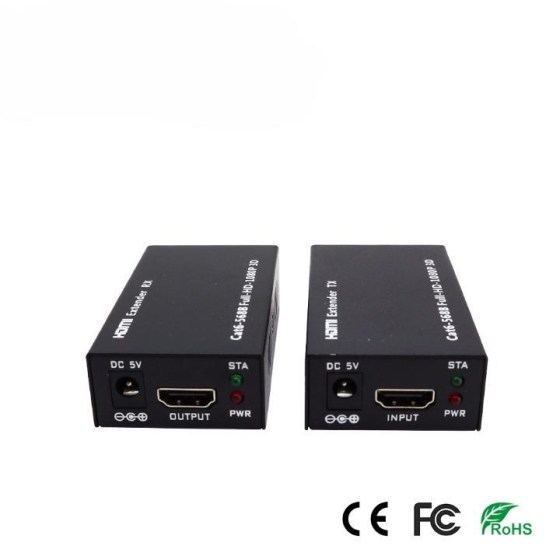 HDMI EXTENDER ΕΧΤ60 60mtr ANGA 1x UTP CAT5e/6 καλώδιο 1080P συμβατό με HDMI 1.3, HDCP 1.2 με τροφοδοτικο